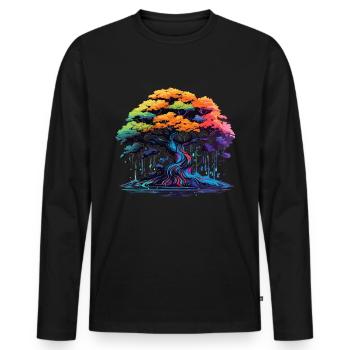 Bunter Bonsai Baum - Männer Premium Bio Langarmshirt - Schwarz - Vorne - Nico (187cm)