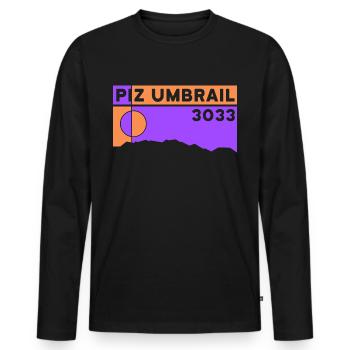 Piz Umbrail Hike Bike Trail Mountain Tour Ski Tour - Men's Premium Organic Long Sleeve Shirt - black - Front - Nico (187cm)