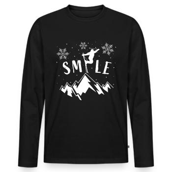 Smile Skiing Mountains Ski Holiday Ski Slope - Men's Premium Organic Long Sleeve Shirt - black - Front - Nico (187cm)
