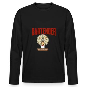 Barman - Barman - Bar - T-shirt manches longues Premium bio Homme - noir - Devant - Nico (187cm)