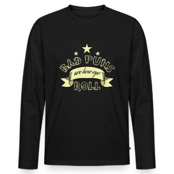 Eye Rolling Adjustment (Mauvais jeux de mots) - T-shirt manches longues Premium bio Homme - noir - Devant - Nico (187cm)