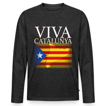 Viva Catalunya - T-shirt manches longues Premium bio Homme - anthracite chiné - Devant - Nico (187cm)