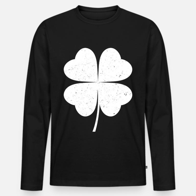 Kleeblatt - Männer Premium Bio Langarmshirt - Schwarz