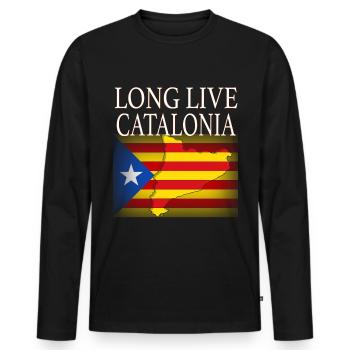 Fierté Catalane Catalogne - T-shirt manches longues Premium bio Homme - noir - Devant - Nico (187cm)