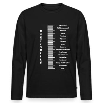 Bart mit Tabelle Bartchart Bartlänge Bartmessen - Männer Premium Bio Langarmshirt - Schwarz - Vorne - Nico (187cm)