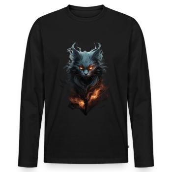 The black cat symbol of magic and mystery - Men's Premium Organic Long Sleeve Shirt - black - Front - Nico (187cm)