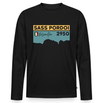 Sass Pordoi Randonnée Pordoi Pic Sella Dolomites - T-shirt manches longues Premium bio Homme - noir - Devant - Nico (187cm)