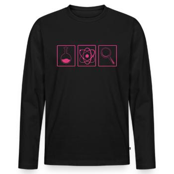 Science Glass Atom Chemist Magnifier Gift Idea - Men's Premium Organic Long Sleeve Shirt - black - Front - Nico (187cm)