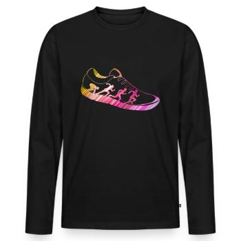 Joggen Turnschuhe Laufen Running Geschenkidee - Männer Premium Bio Langarmshirt - Schwarz - Vorne - Nico (187cm)