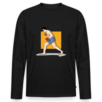 Kampfsport Boxen Fighter Sparring Geschenkidee - Männer Premium Bio Langarmshirt - Schwarz - Vorne - Nico (187cm)