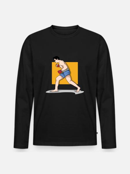 Martial Arts Boxing Fighter Sparring Gift Idea - Men's Premium Organic Long Sleeve Shirt - black
