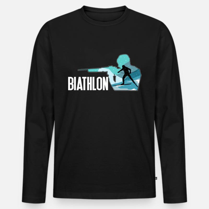 Biathlon Sportveranstaltung Athlet Geschenkidee - Männer Premium Bio Langarmshirt - Schwarz