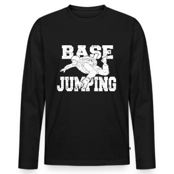 Base Jumping Jumper Fallschirmspringer Geschenk - Männer Premium Bio Langarmshirt - Schwarz - Vorne - Nico (187cm)