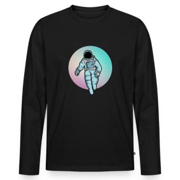 Astronaut Raumfahrer Spaceman Raumanzug Geschenk - Männer Premium Bio Langarmshirt - Schwarz - Vorne - Nico (187cm)
