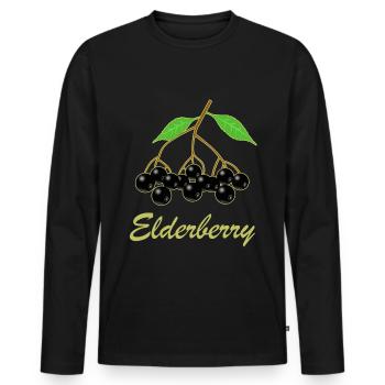 Cadeau de fruits sains fruits de sureau vegan - T-shirt manches longues Premium bio Homme - noir - Devant - Nico (187cm)