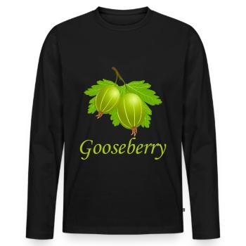 Idée de cadeau santé bio à la groseille - T-shirt manches longues Premium bio Homme - noir - Devant - Nico (187cm)