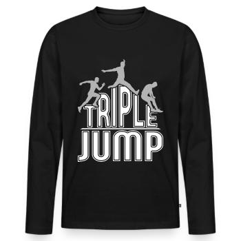 Idée cadeau triple saut sportif - T-shirt manches longues Premium bio Homme - noir - Devant - Nico (187cm)
