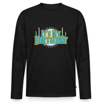 Birthday My Birthday Retro Candles Party Gift - Men's Premium Organic Long Sleeve Shirt - black - Front - Nico (187cm)