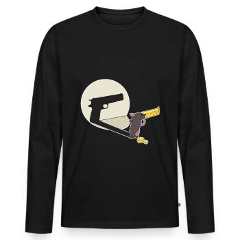 Schattenspiel Ratte Pistole Waffe lustig Geschenk - Männer Premium Bio Langarmshirt - Schwarz - Vorne - Nico (187cm)