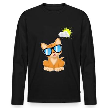 Katze Sonnenbrille comic Kawaii Geschenk kinder - Männer Premium Bio Langarmshirt - Schwarz - Vorne - Nico (187cm)
