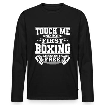 Boxing boxing saying gift - Men's Premium Organic Long Sleeve Shirt - black - Front - Nico (187cm)