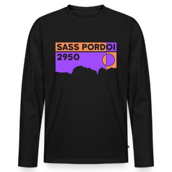 Sass Pordoi Pordoi Randonnée Sella Dolomites - T-shirt manches longues Premium bio Homme - noir - Devant - Nico (187cm)