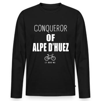 Eroberer der Alpes d'Huez mit dem Fahrrad Alpes - Männer Premium Bio Langarmshirt - Schwarz - Vorne - Nico (187cm)