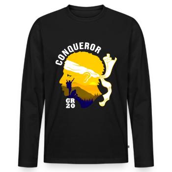 Eroberer GR20 Korsika Wandern - Männer Premium Bio Langarmshirt - Schwarz - Vorne - Nico (187cm)