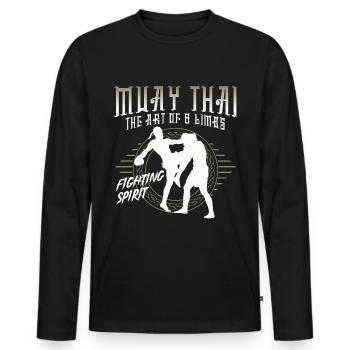 Cadeau de combat Muay Thai Fighting Spirit - T-shirt manches longues Premium bio Homme - noir - Devant - Nico (187cm)