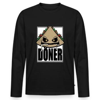 Funny Comic Kebab Kebab Fast Food Snack Fun - Men's Premium Organic Long Sleeve Shirt - black - Front - Nico (187cm)
