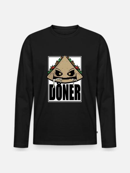 Funny Comic Kebab Kebab Fast Food Snack Fun - Men's Premium Organic Long Sleeve Shirt - black