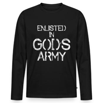 Enlisted In God's Army 3 - Männer Premium Bio Langarmshirt - Schwarz - Vorne - Nico (187cm)
