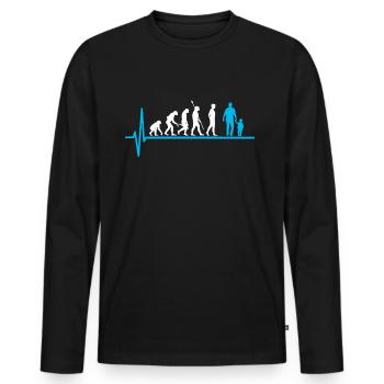 Père Enfant Evolution Papa Paternité - T-shirt manches longues Premium bio Homme - noir - Devant - Nico (187cm)
