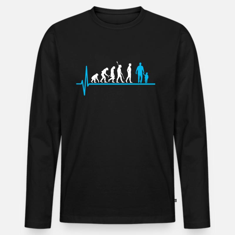 Vater Kind Evolution Papa Vaterschaft - Männer Premium Bio Langarmshirt - Schwarz