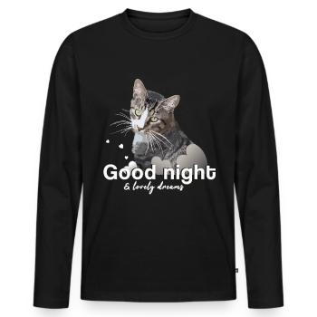 Sleep shirt good night good night - Men's Premium Organic Long Sleeve Shirt - black - Front - Nico (187cm)