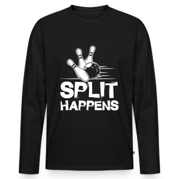 Bowling Split Happens - Men's Premium Organic Long Sleeve Shirt - black - Front - Nico (187cm)