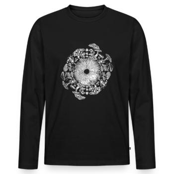 Champignon Iris Mycologie Spore Print - T-shirt manches longues Premium bio Homme - noir - Devant - Nico (187cm)