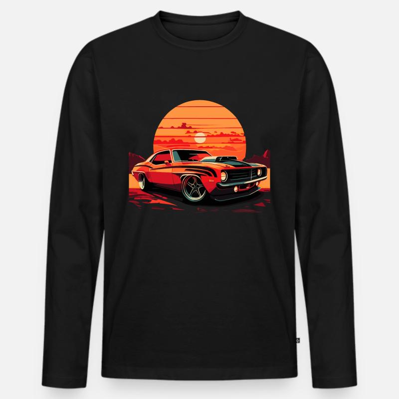 Muscle Car V8 - Männer Premium Bio Langarmshirt - Schwarz