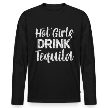 Hot Girls Drink Tequila 5 - Männer Premium Bio Langarmshirt - Schwarz - Vorne - Nico (187cm)