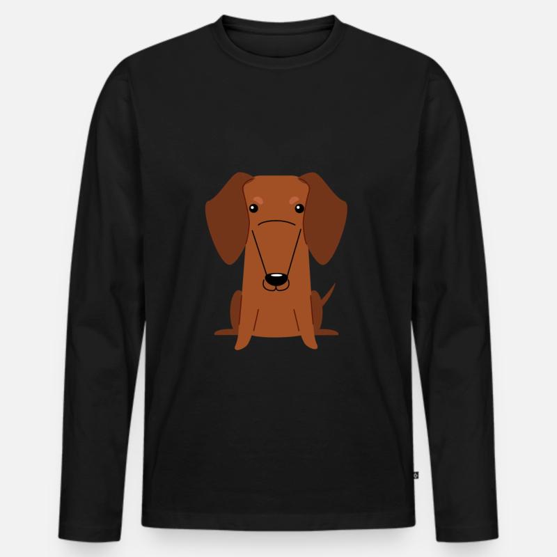 Dackel - Männer Premium Bio Langarmshirt - Schwarz