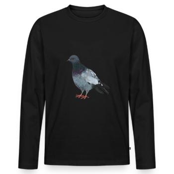 Taube - Männer Premium Bio Langarmshirt - Schwarz - Vorne - Nico (187cm)