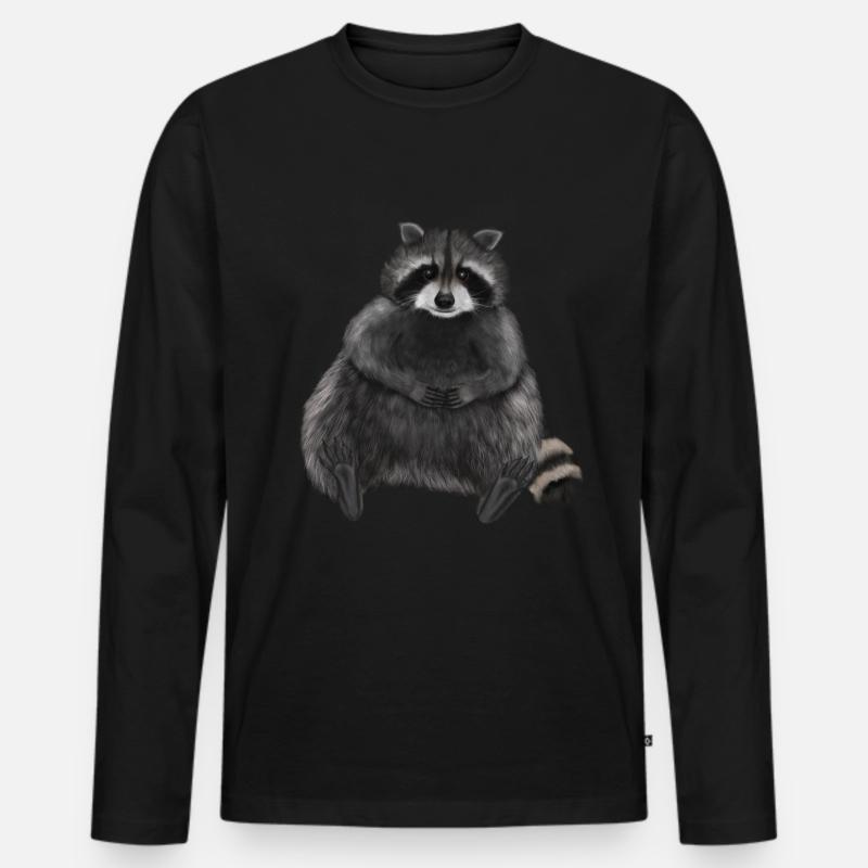 Sitzender entspannter Waschbär - Männer Premium Bio Langarmshirt - Schwarz