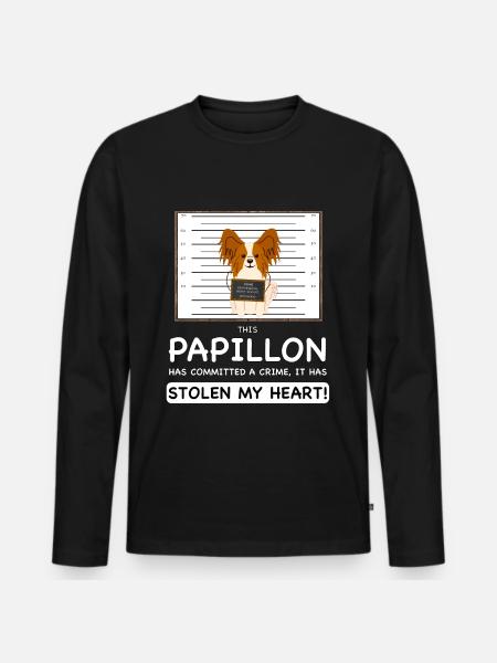 Papillon Mugshot - Men's Premium Organic Long Sleeve Shirt - black