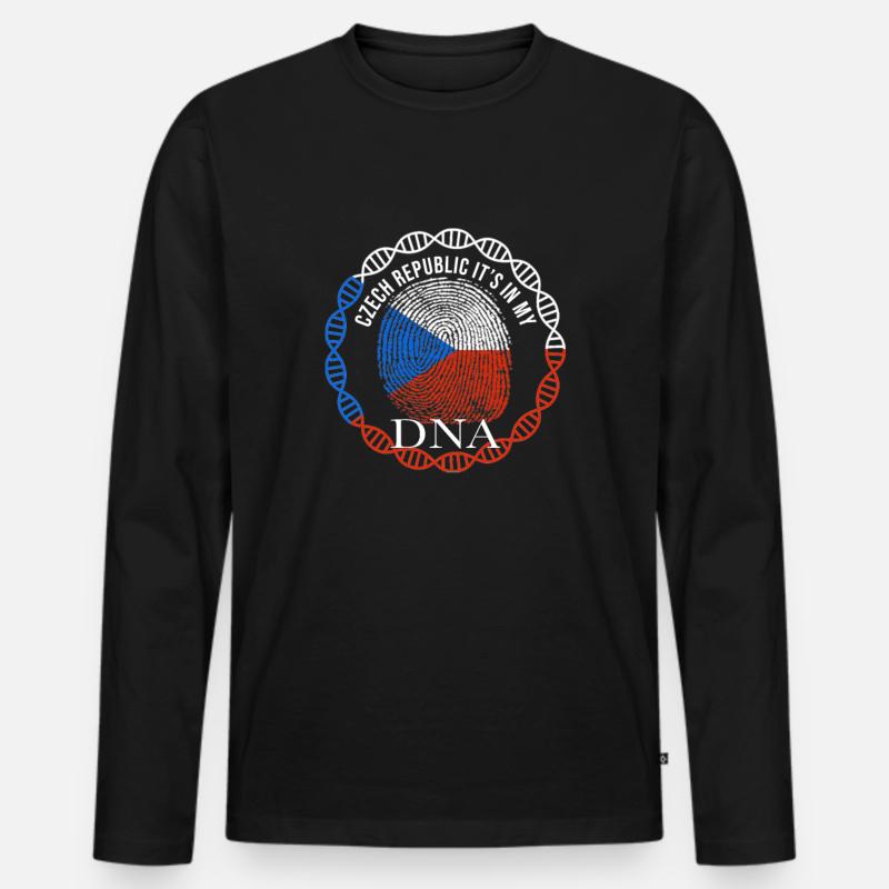 Tschechien Flagge DNA - Männer Premium Bio Langarmshirt - Schwarz