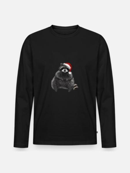 Raccoon loves Christmas - Men's Premium Organic Long Sleeve Shirt - black
