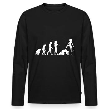 Evolution - Domina und Sklave - Männer Premium Bio Langarmshirt - Schwarz - Vorne - Nico (187cm)