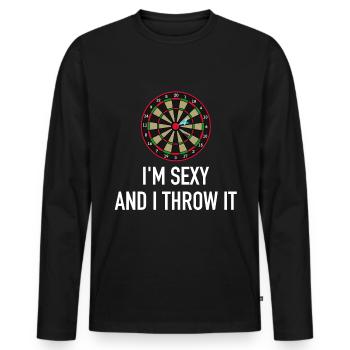 Dart je suis sexy et je le jette - T-shirt manches longues Premium bio Homme - noir - Devant - Nico (187cm)