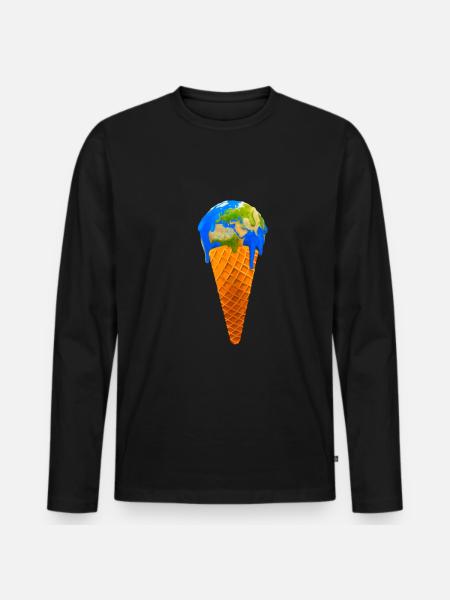 Global Warming Earth Ice cream - Men's Premium Organic Long Sleeve Shirt - black
