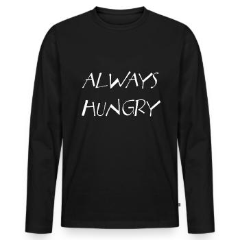Toujours affamé - T-shirt manches longues Premium bio Homme - noir - Devant - Nico (187cm)