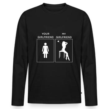 Your Girlfriend - My Girlfriend - Men's Premium Organic Long Sleeve Shirt - black - Front - Nico (187cm)
